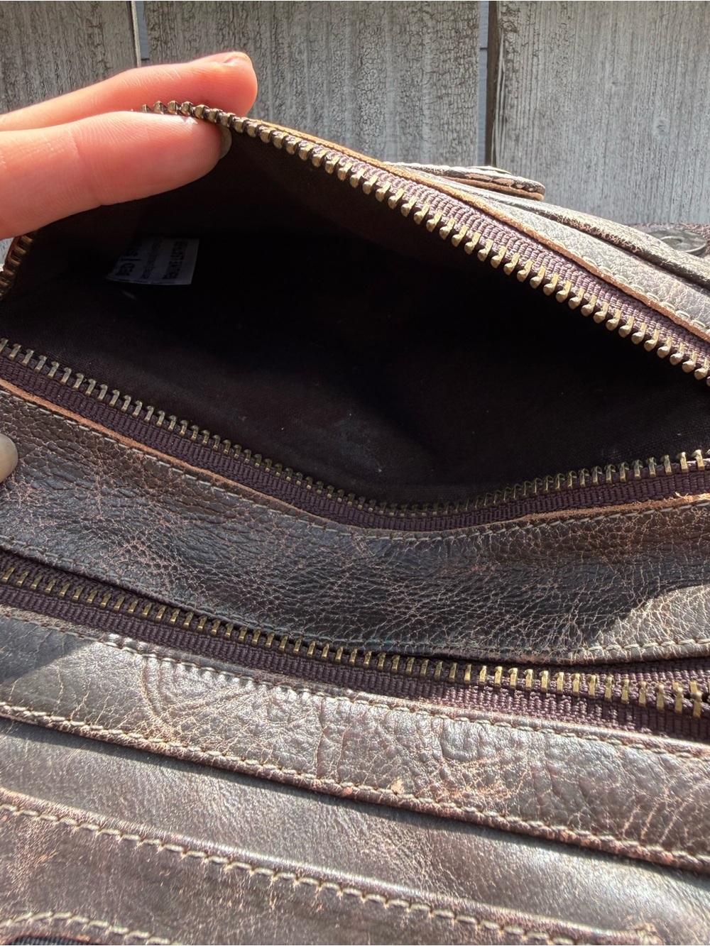 Bed Stu Distressed Gen Leather Bayshore Perforated Crossbody/Clutch RARE Grey - Picture 13 of 13